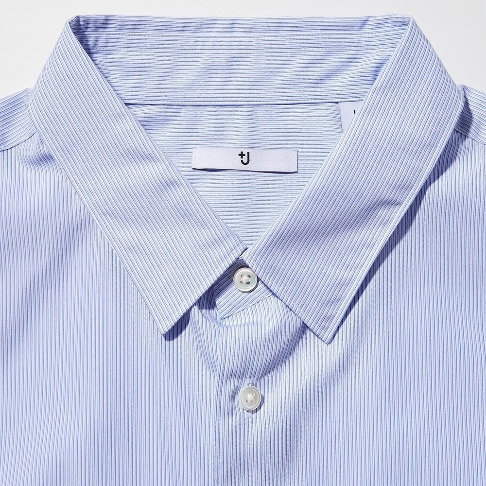 Jil Sander +J Supima Cotton Button Up Long-Sleeve Shirt Men XS Microstripe Blue - Picture 5 of 15